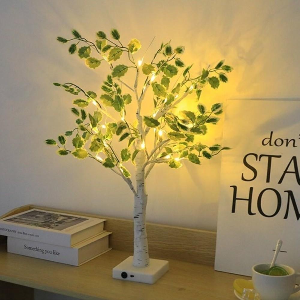 Simulation Green Leaves LED Tree Light Plug-in Light Luminous Decoration Tree Home Decoration