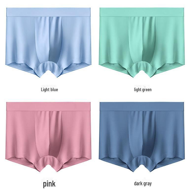 Мужские боксеры-шорты Jieyang Ice Silk Breathable - Средняя талия, однотонный цвет, хлопковая промежность