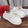 Кожаная платформа белые туфли женские новые весенне-летние повседневные спортивные туфли маленькие легкие увеличивающие рост одинарные туфли