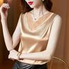 V-Neck Lace Camisole Women's Interior Design Sense Temperament Acetic Acid Satin T-Shirt Sleeveless Bottoming Shirt Top