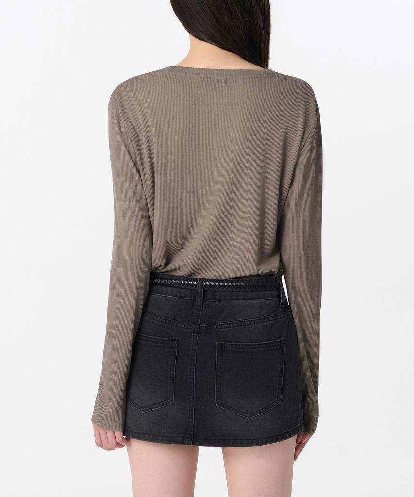 MUSINSA STANDARD WOMAN Women'S Linen-Like Long-Sleeve Knit T-Shirt [Taupe]