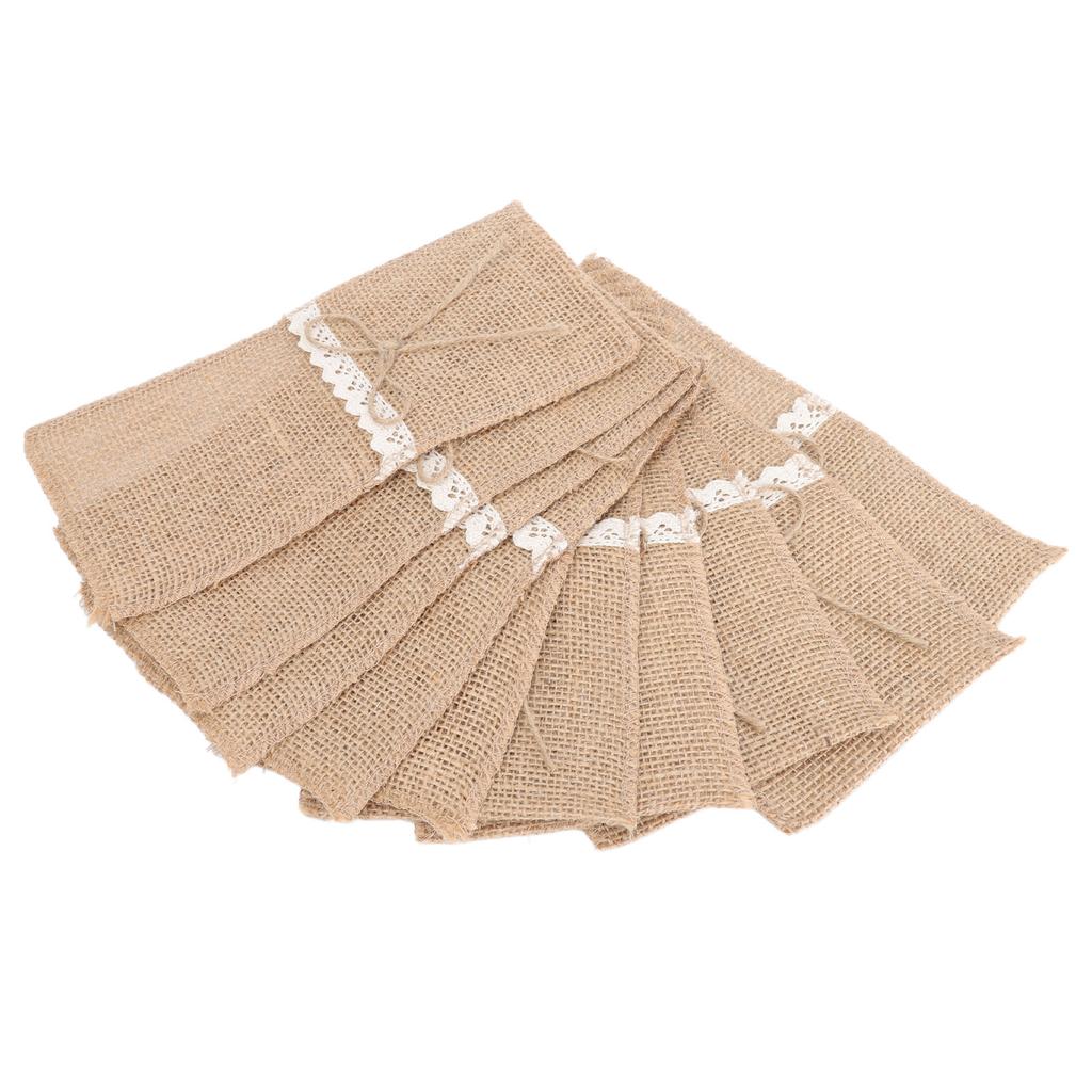 20 шт. мешковины держатели для столовых приборов кружевное украшение кружевная сумка для столовых приборов для свадьбы в стиле ретро