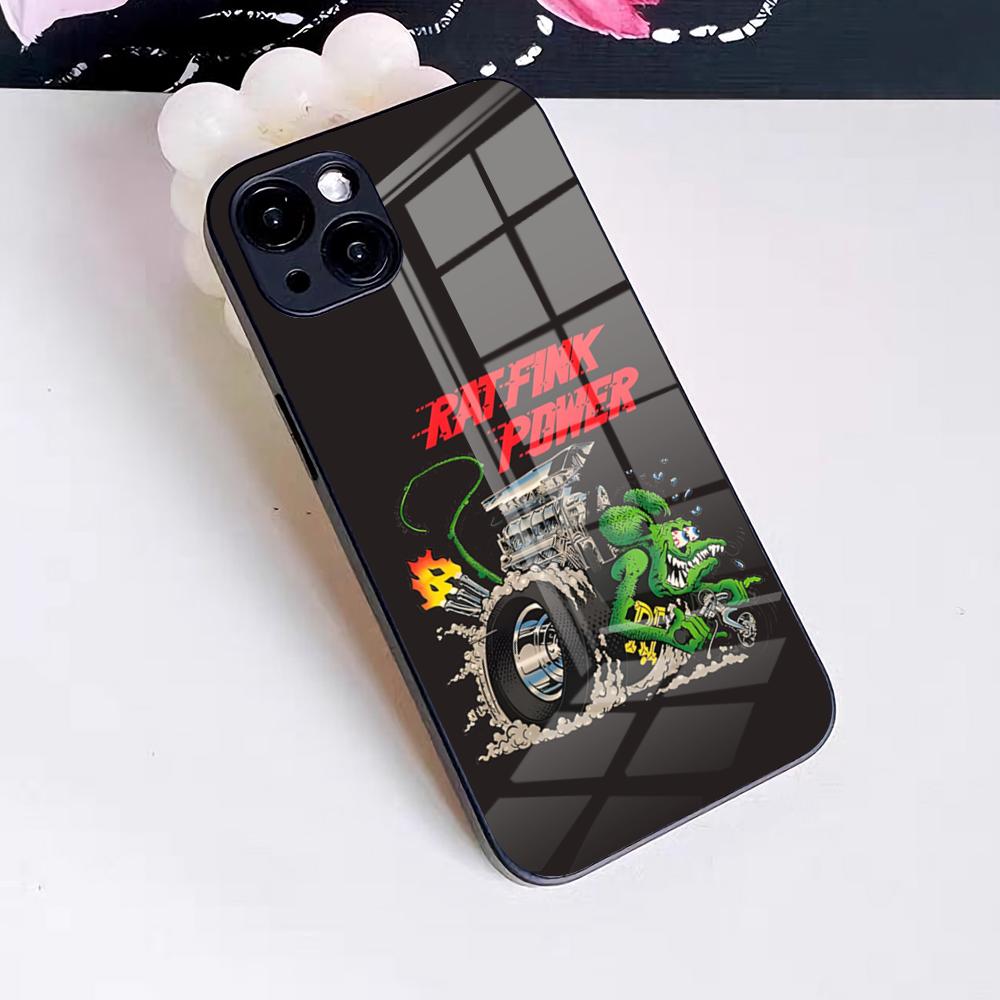 Забавный чехол для телефона Rat Fink для IPhone 17 Pro Max 16 15 14 Pro Max 13 11 X Xs Xr 8 7Plus Стеклянная крышка