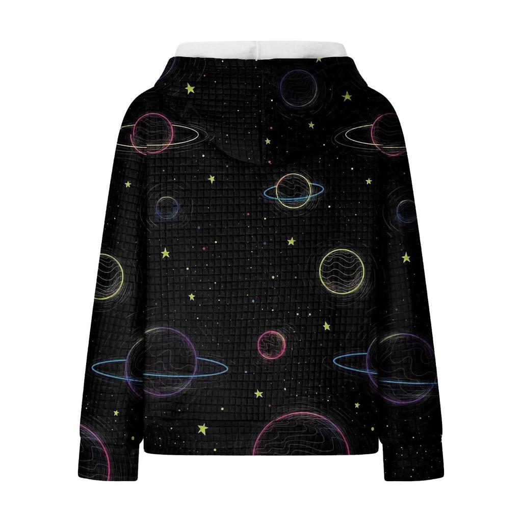 Женские повседневные толстовки с капюшоном и шнурком с длинным рукавом и принтом, пуловер с карманами