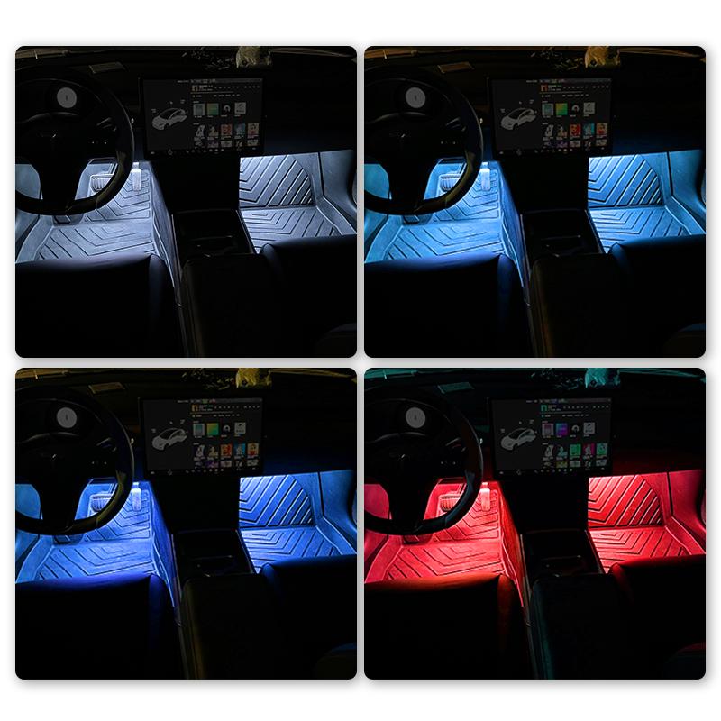 9 LED Car Interior Backlight Ambient Mood Foot Light with USB Lighter Decorative Atmosphere Lamp Auto Accessories 12V