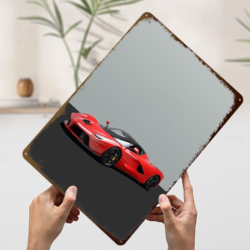 Sports LaSports Car Tin Poster Customized Retro Wall Art Vintage Metal Signs for Garage Interior Decoration Living Room Man Cave