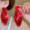 Серебряная игла Анкара красные серьги-гвоздики с сердцем, модный темперамент, новые серьги, легкая роскошь, высокий стиль, осень и зима