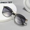 Non-polarized Fashion Double Girder Oval Coating Light Blocking Sunglasse Men Women High Definition Sunscreen Eyeglasses