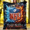 custom Name Text NFL Fire & Ice Theme blanket Soft Flannel Blanket Plush Throw Blanket Cozy Sofa Bed Blanket for Home Decor