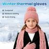 3Pcs/Set Kids Hat Scarf Gloves Set Rainbow Twist Texture Plush Ball Decor Knitting Hat Long Scarf Winter Gloves Set