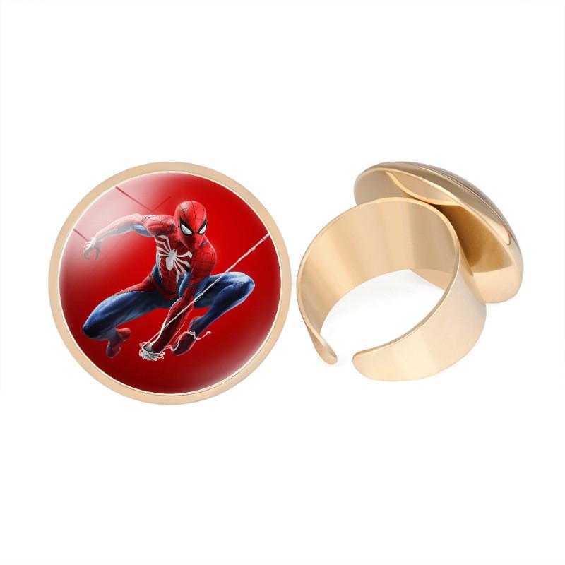 Time Spiderman Stone Adjustable Ring Avengers Gold Plated Fashion Jewelry