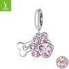 Yinziyun Cat Paw Print DIY Bracelet Spacer Beads: Cute S925 Sterling Silver Pet Imprint Collection