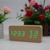 Голосовое управление Деревянный цифровой будильник TEMP Влажность Дата Ночной режим Настольные часы 3 будильника Память отключения питания 12/24H LED часы
