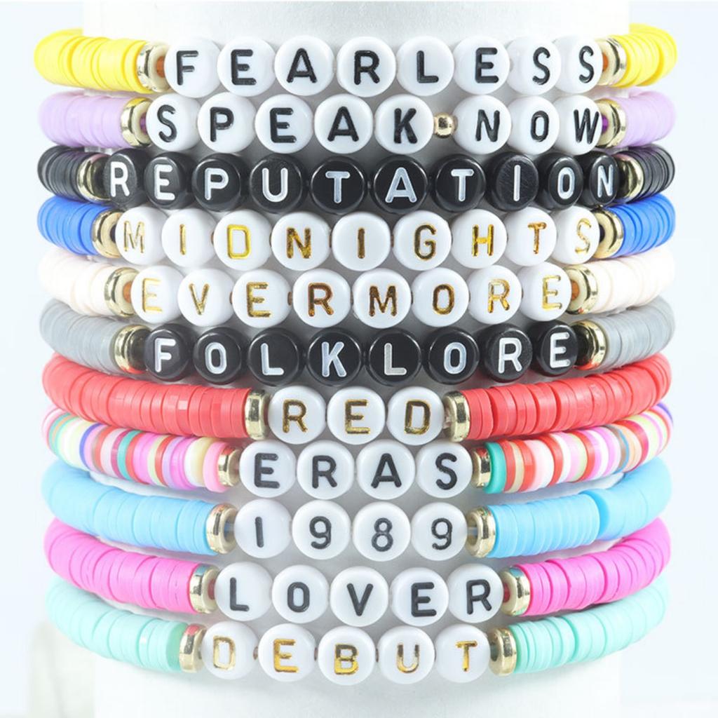 Multi-layer Color Soft Pottery Bracelet Elastic Color Letter Beaded Bracelet Set