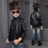 Children's Boys' Soft Leather Jacket Spring and Autumn Baby Leather Jacket Handsome Baseball Collar