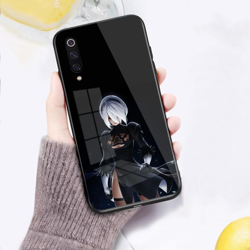 Милый чехол для телефона Nier Automata для Xiaomi 12 11T 10 9 Redmi Note 11 10 10S Pro Redmi 9 9A 8, черный стеклянный чехол из поликарбоната
