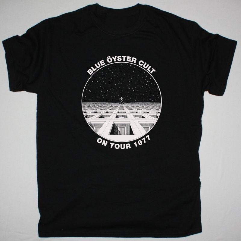Винтажная футболка Blue Oyster Cult ON TOUR 1977 Хлопок Черный S-5XL Унисекс Футболка DI058 Унисекс Футболка