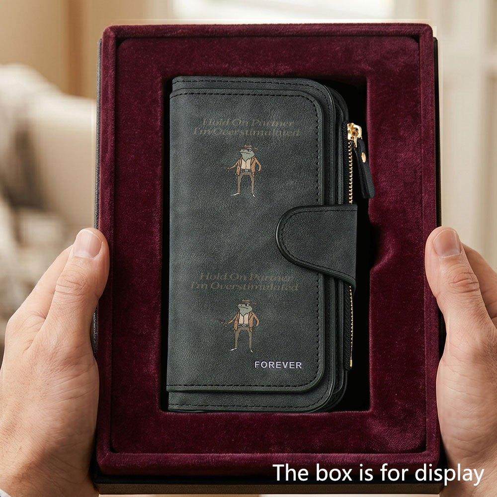 Unique Western Cowboy Frog Men's Large Capacity Wallet with Business Card Slot and Cash Pocket, Suitable for Formal Occasions and Office Use, Ideal