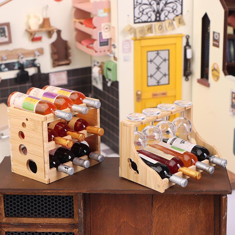 Кукольный домик Миниатюрный Мини Винный Бокал Стойка Набор Бокалов Модель Мебель Для Дома Декор Игрушка Кукольный Дом Аксессуары