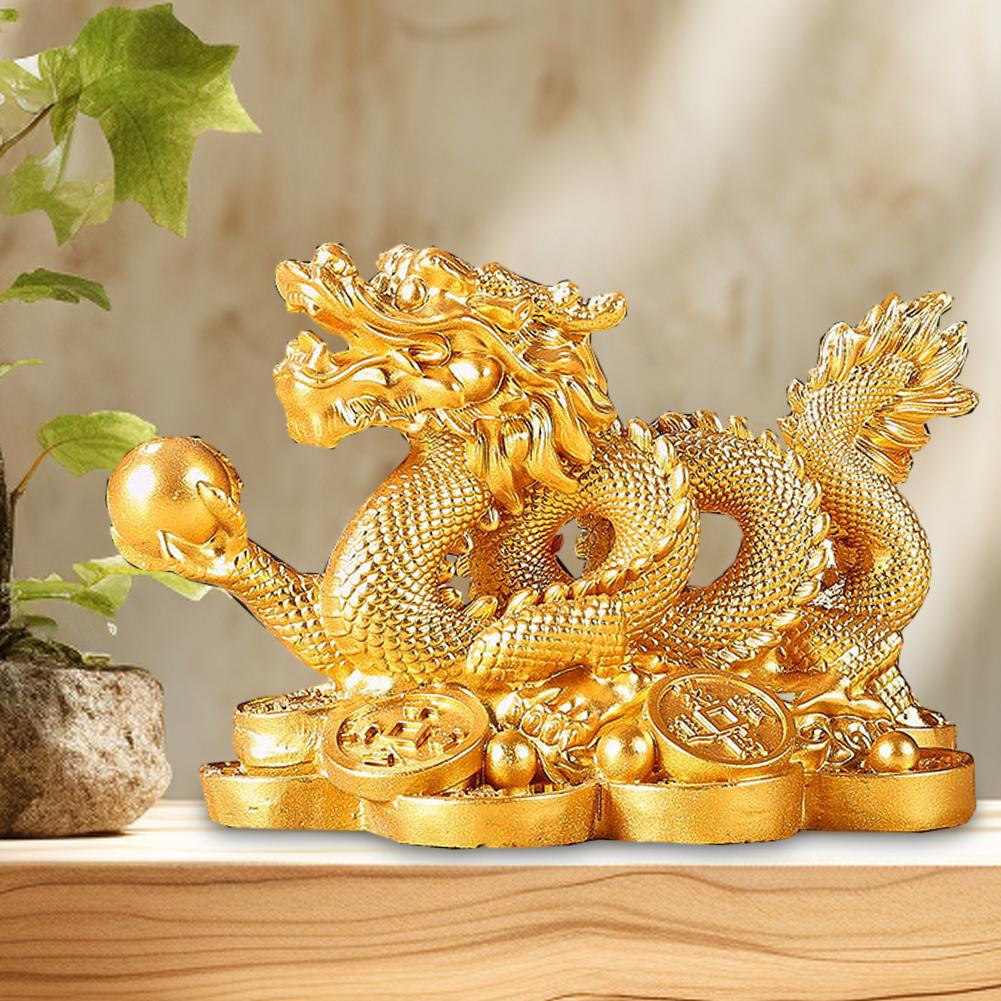 2025 Feng Shui Dragon Statue Attract Wealth Chinese Dragon Figurines Good Luck Auspicious Dragon Statuette for Home Office