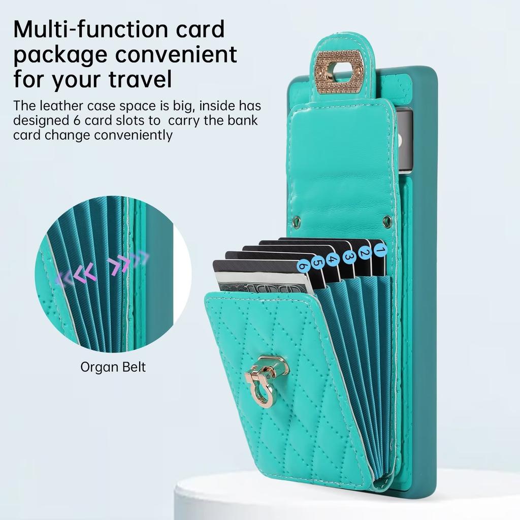 Crossbody Necklace Strap Lanyard Leather Cover for Google Pixel 7 Pro 7A 6A Wallet Card Holder Metal Buckle Phone Bag Coin Purse