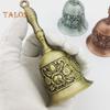 Copper Alloy Hand Bell Retro Carving Handbell with Non-Slip Handle Multifunctional Handbell for Classroom Wedding Seniors Bedside