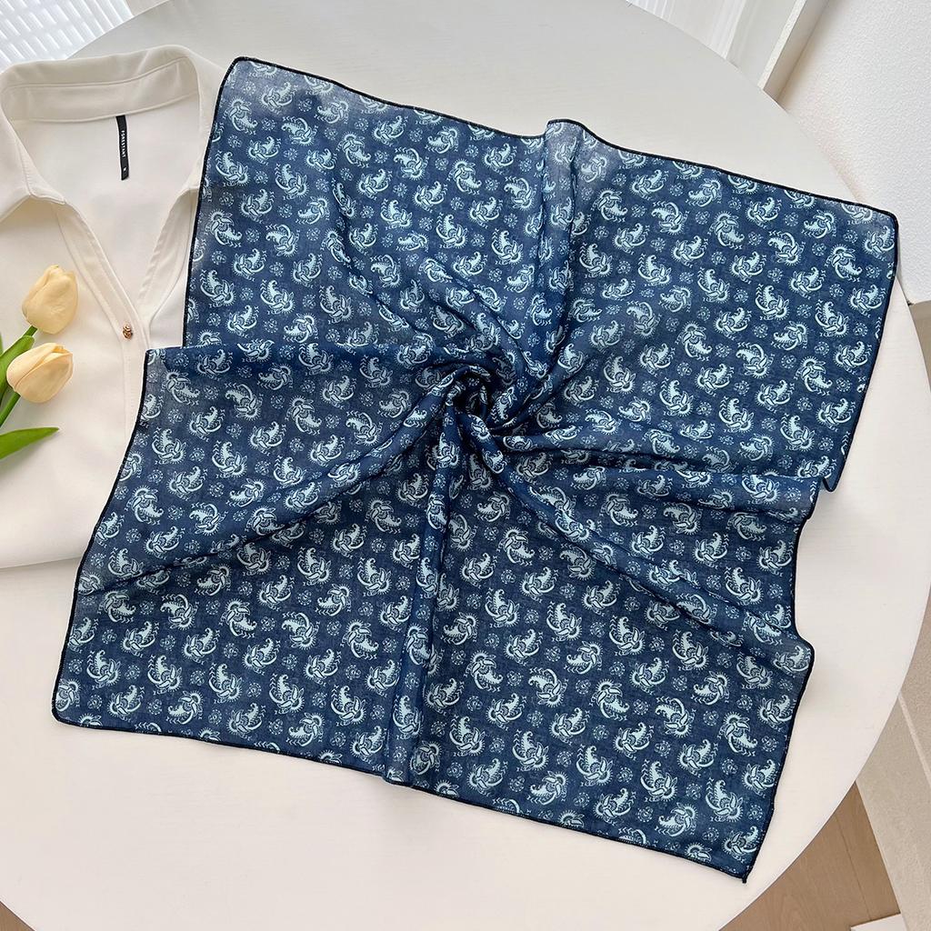 Korean version of small silk scarf women's spring and autumn versatile temperament 18CM cotton and linen small square scarf decorative small scarf sma