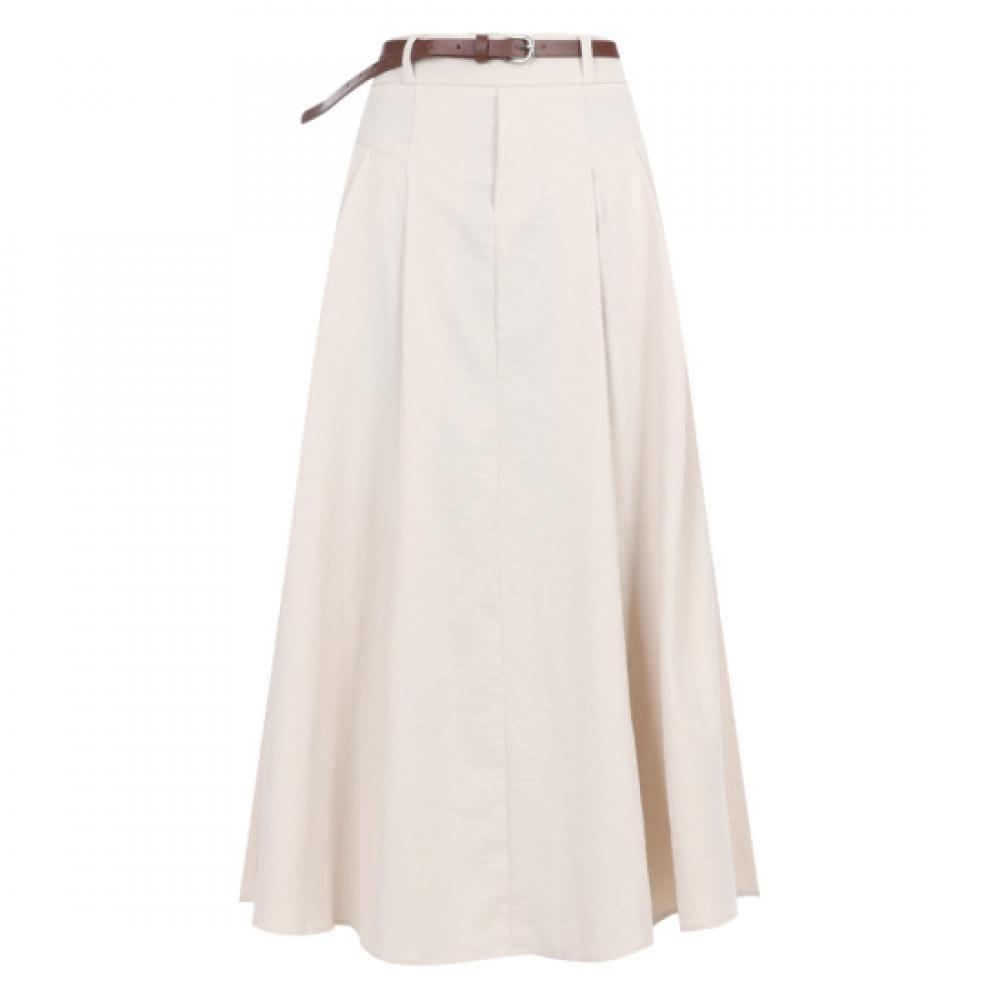 Shop Women S gueSt Look Work Look BAck BAnding Front Pin Tuck Belt A Line Long Skirt Egg wSk 20664 Beige