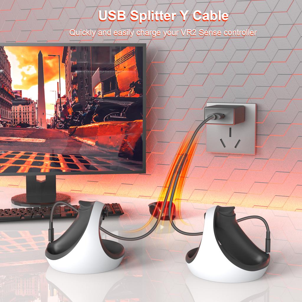 Прочная и устойчивая подставка для дисплея VR для PS VR 2, стеклянный держатель для дисплея, стойка для хранения с аксессуаром в виде зарядного кабеля