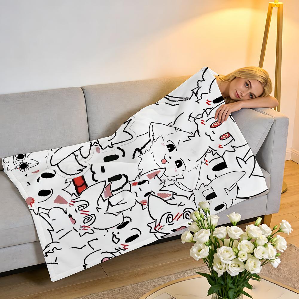 Throw High-Density Short Plush Blanket For Sofa Nap Air-Conditioned Room Soft Skin-Friendly Cute Cat B-Boykisser