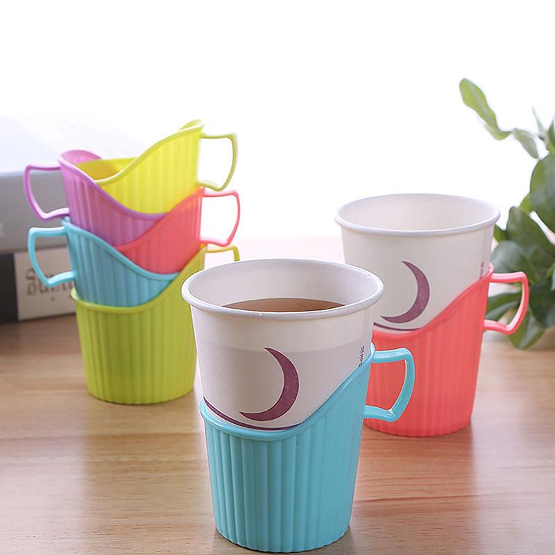 Набор из 10 одноразовых держателей для бумажных стаканчиков, утолщенный гофрированный держатель для стаканчиков, термоизоляция для чайной церемонии, посуда для улицы