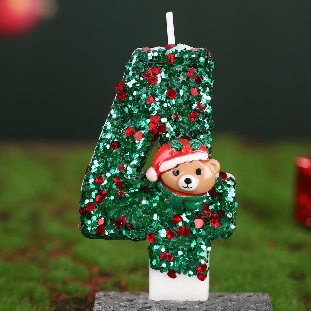 Christmas Bear Number Candles: Holiday Cake Toppers & Decorations