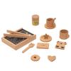Wooden Pretend Play Food Kitchen Toys Biscuit Coffee Afternoon Tea Set Kids House Play Educational Cooking Game Toys for Girls
