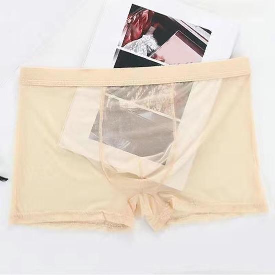 Мужские трусы-боксеры, летние ультратонкие сетчатые шорты-трусы средней посадки, U-образные сексуальные трусики