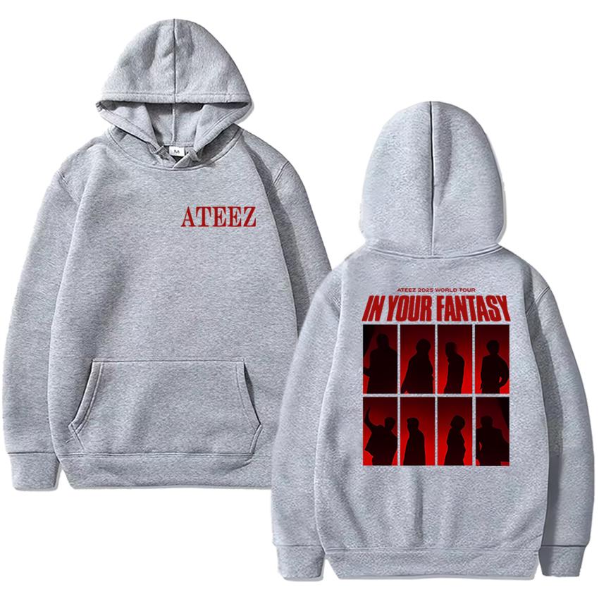 Korea ATEEZ World Tour 2025 Double Sided printed New Hoodie Men women fashion Y2k Sweatshirt Unisex Fleece Long sleeve pullovers