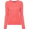 Polo Solid Logo Pattern Crew Neck Pullover Long Sleeve Sweater Women Sweater Pink 211910421-024