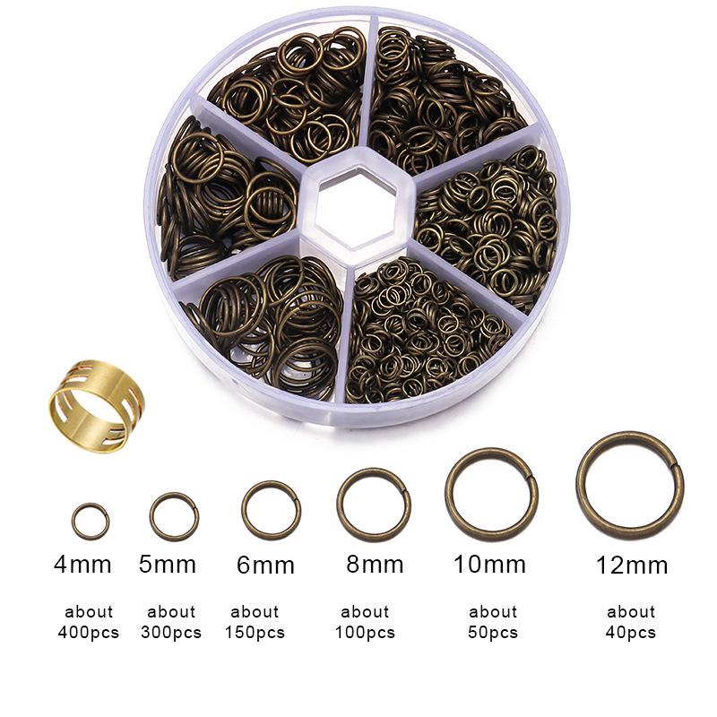 1040 шт. Коробка Железные соединительные кольца для DIY украшений ручной работы - Одинарные / Закрытые кольца