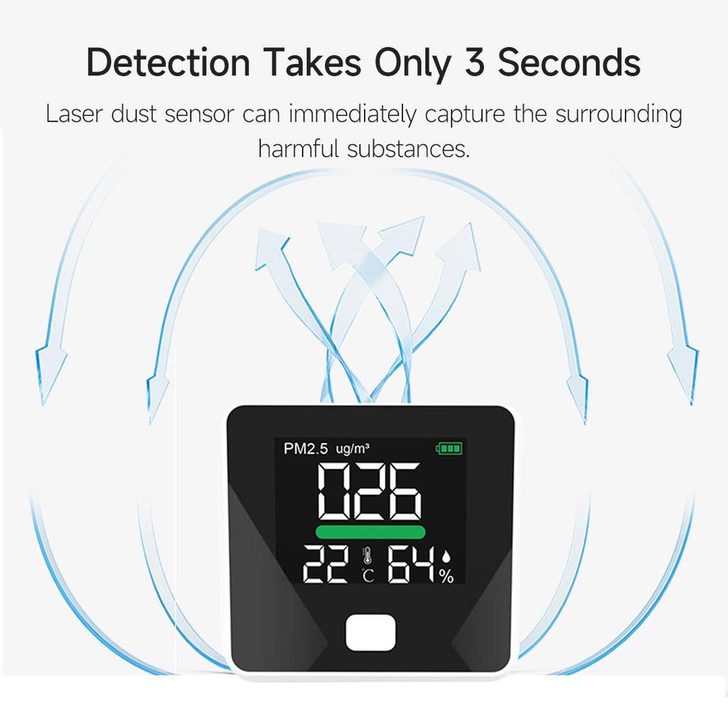 Dienmern PM2.5 Detector with Temperature and Humidity Dispaly Fast And Precise Laser Sensor Air Quality Monitor