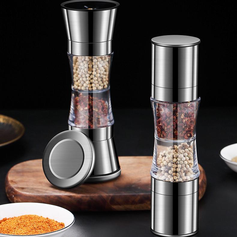 Мельница для перца из нержавеющей стали, мельница для перца, регулируемая степень грубости, ручные ручки, соляная мельница, многоразовая перечница, солонки