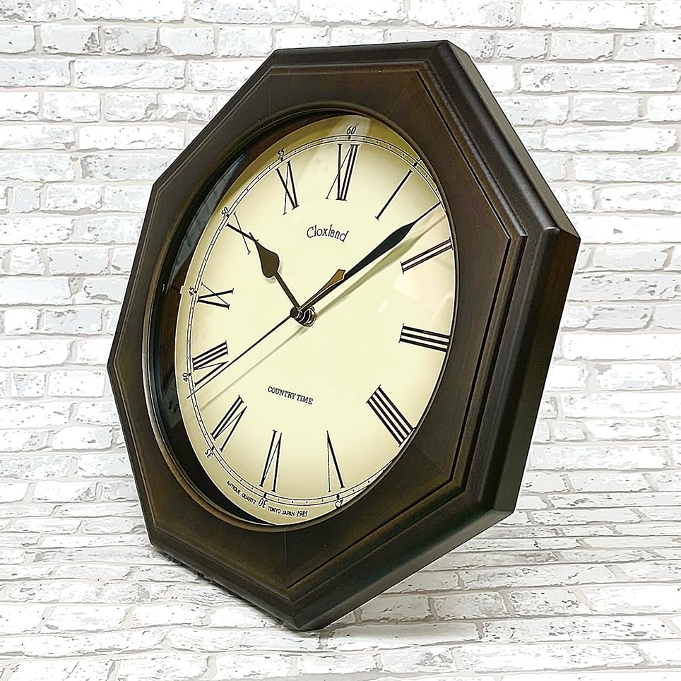 Santel DQL736R-DBK Radio-Controlled Wooden Wall Clock, Roman Numerals