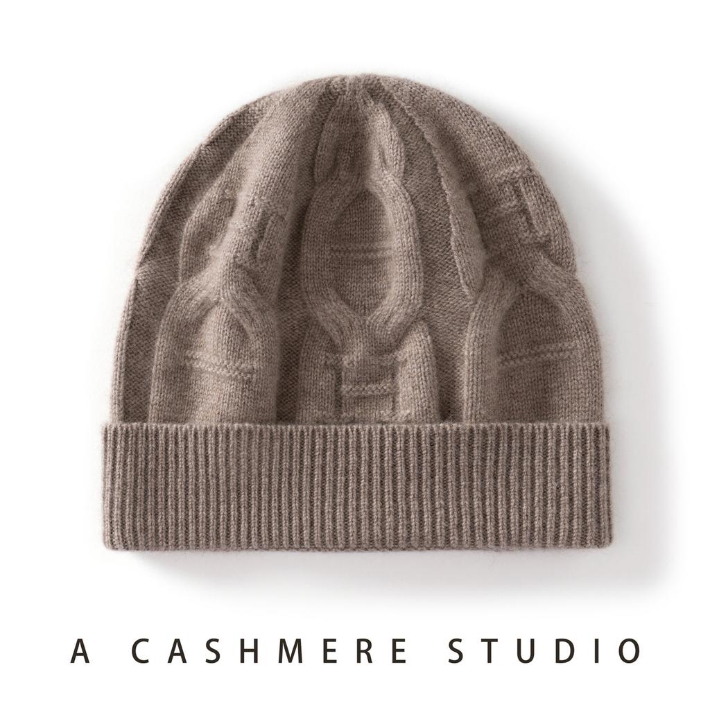 Cashmere hat women's new wool knitted big head circumference headgear warm versatile cold hat men's outdoor winter protection
