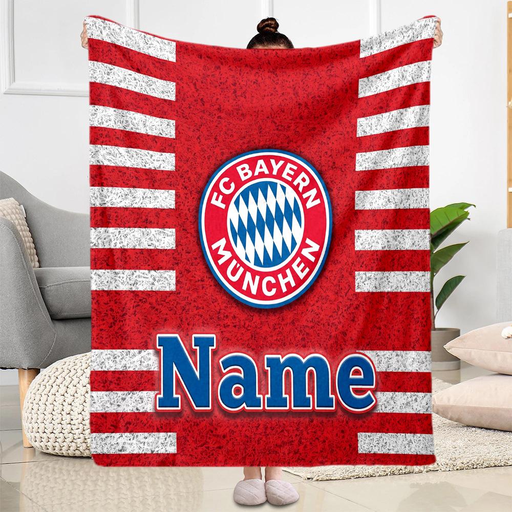 Bayern Munich Crest Customize Your Name Blanket Cozy Customizable Blanket Durable Comfort Perfect for Office Bedding Seaside Couch