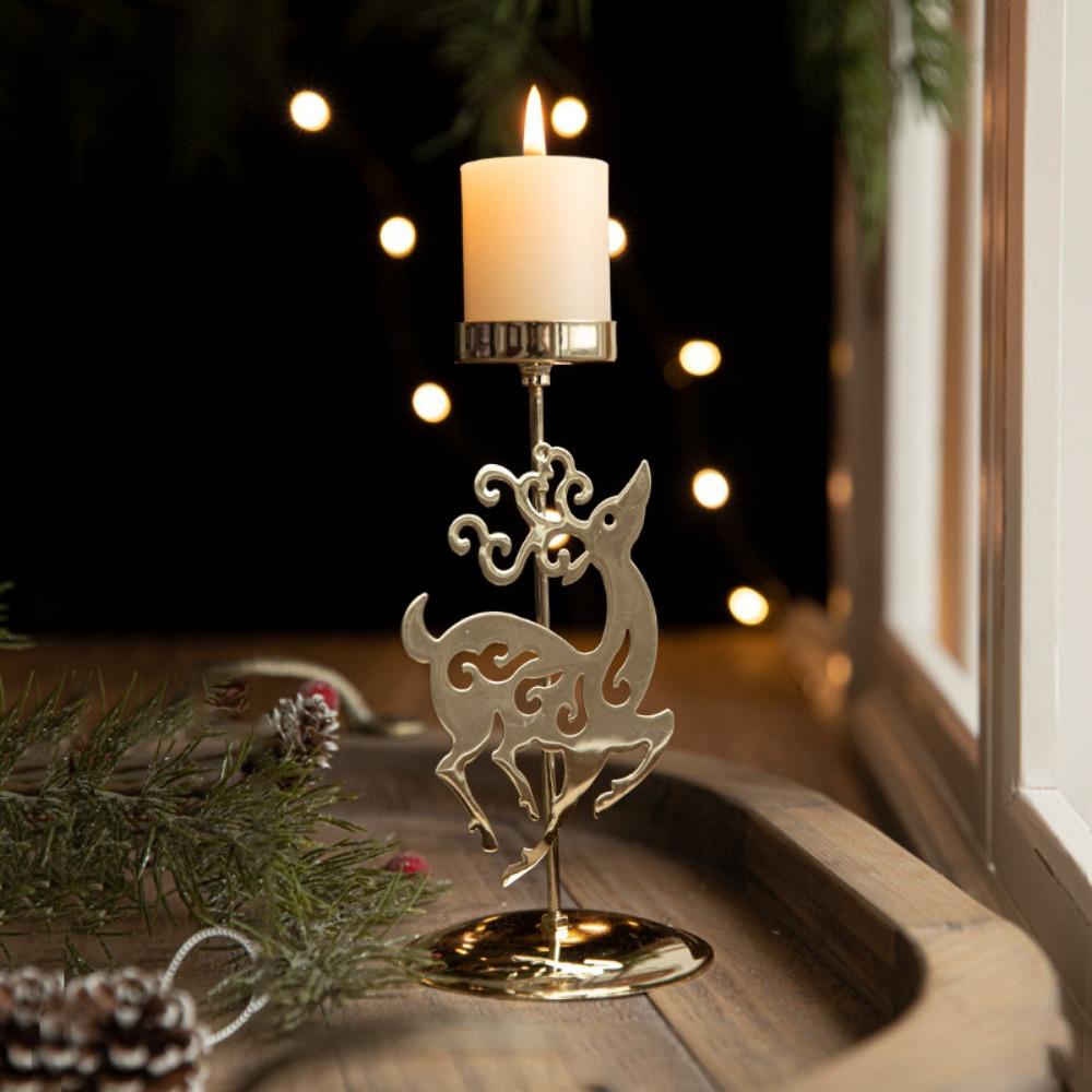 Decorative Xmas Tealight Holder Elk Christmas Candlestick Wedding Party
