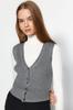 Women's Fashion Stylish Sweater Black Premium Yarn Special Yarn V-Neck Knitwear Vest