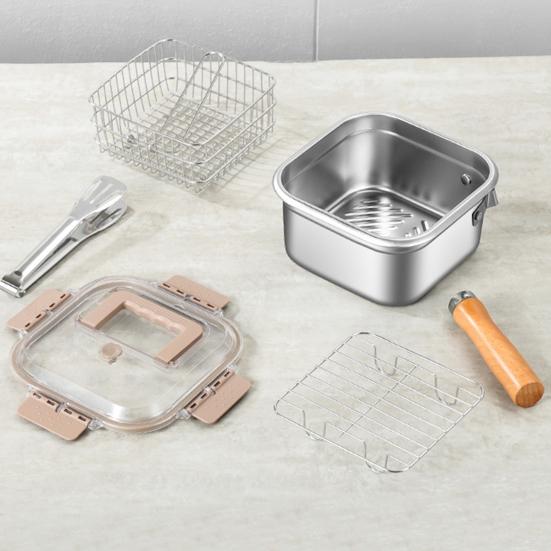 Маленькая фритюрница пароварка кухонная утварь кухонный инструмент деревянная ручка нержавеющая сталь