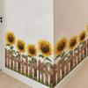 Наклейки в деревенском стиле - Наклейки на стену 'Подсолнух и забор' - Свежие элементы - Самоклеящиеся - Без следов