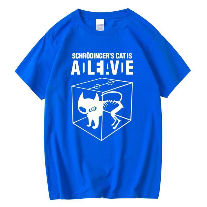Schrödinger Cat Print T-Shirt Men's Women's Summer Cotton Casual Comfortable T-Shirt Casual Life Big Bang Short Sleeve
