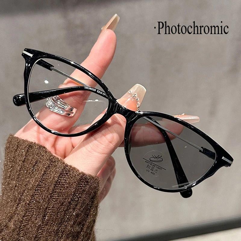 Очки для чтения Cat Eye Pochromic для мужчин и женщин, модные, блокирующие синий свет, для пресбиопии, трендовые новые солнцезащитные очки для дальнозоркости
