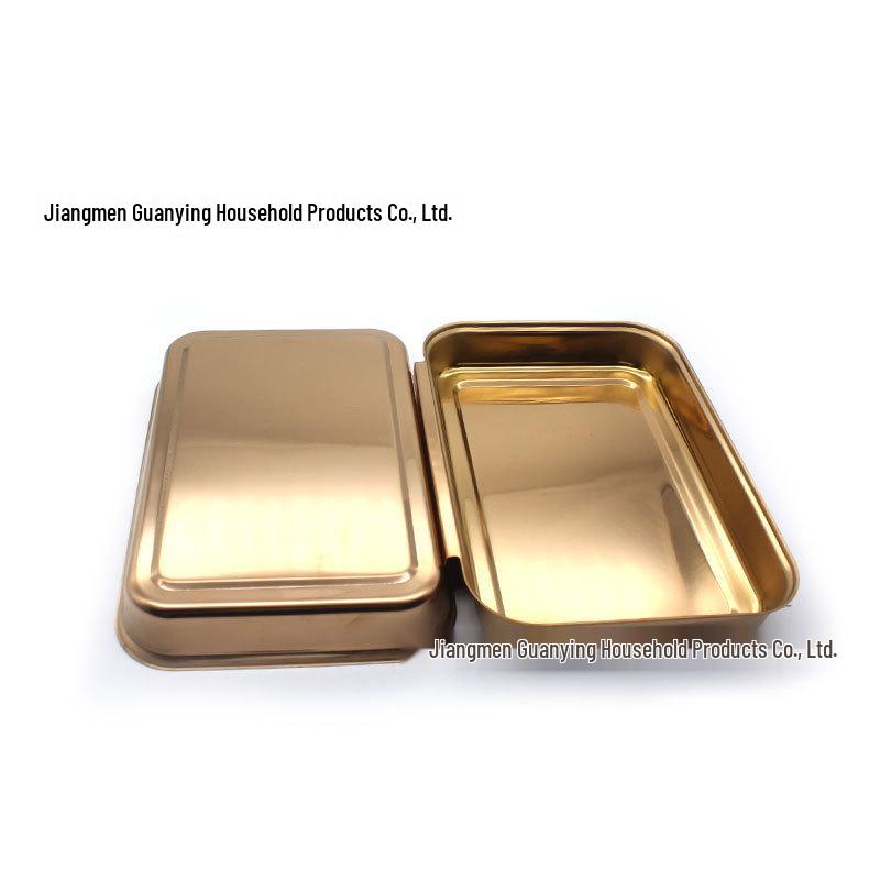 Прямоугольная тарелка из нержавеющей стали с отделениями для барбекю и соусов