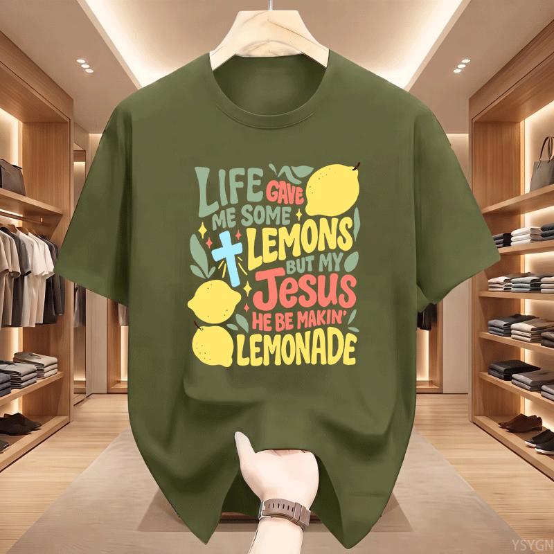 Lemonade Jesus Tshirt Unisex Christian Apparel Lemons T Shirt Faith Based Tshirt Casual Cotton Short Sleeve Round Neck Tees Tops